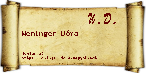 Weninger Dóra névjegykártya